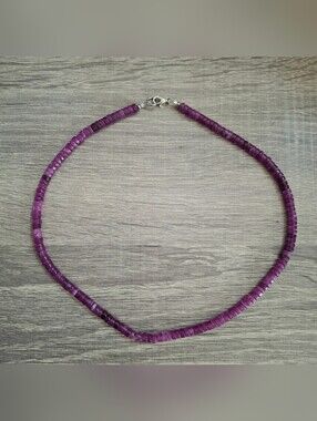 Purple Jade Heishi With Sterling Silver  Hardware 16" Necklace